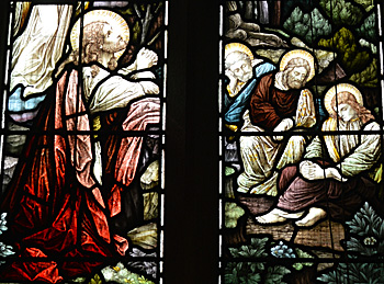 Jesus in Gethsemane from the south aisle west window April 2015